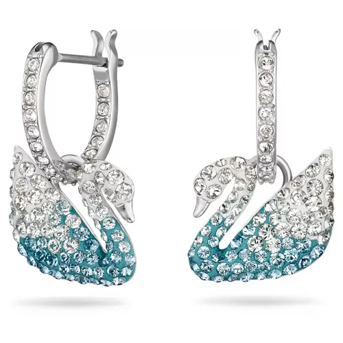 Серьги Swarovski Iconic Swan | Лазурные лебеди | Кристаллы Сваровски