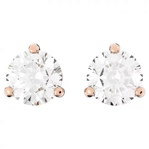 Серьги-пусеты Swarovski Solitaire | Rose Gold | кристаллы Swarovski