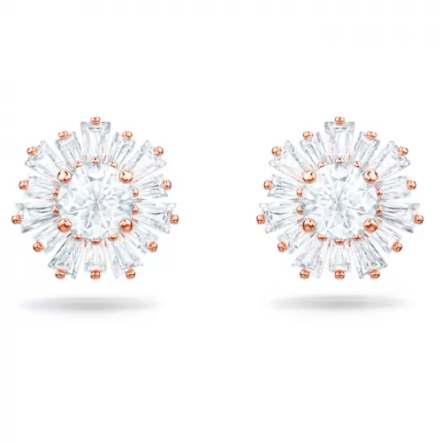 Серьги Swarovski Sunshine Pierced White| Rose Gold | Кристаллы Сваровски