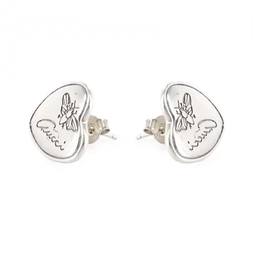 Серьги Gucci Trademark Heart-Shaped Silver