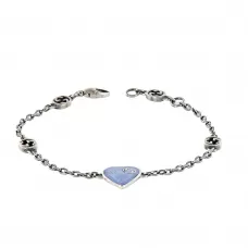 Браслет Gucci and GG Heart Enamel Silver