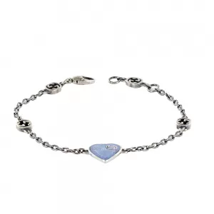 Браслет Gucci and GG Heart Enamel Silver