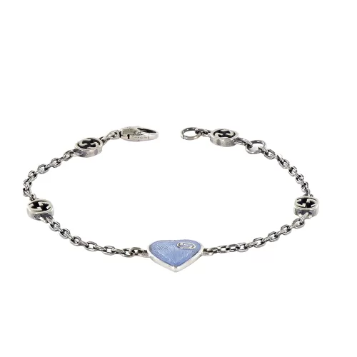 Браслет Gucci and GG Heart Enamel Silver