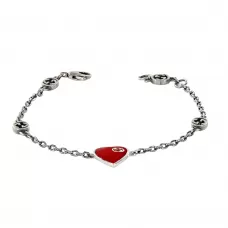Браслет Gucci and GG Heart Enamel Silver
