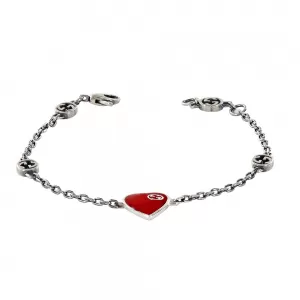 Браслет Gucci and GG Heart Enamel Silver