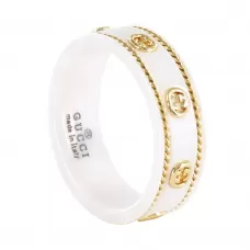 Кольцо керамическое Gucci Interlocking G White