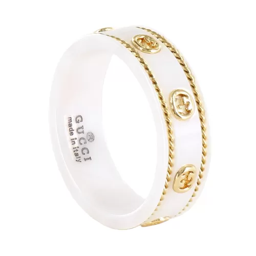Кольцо керамическое Gucci Interlocking G White