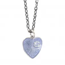 Колье Gucci and GG Blue Heart Enamel Silver
