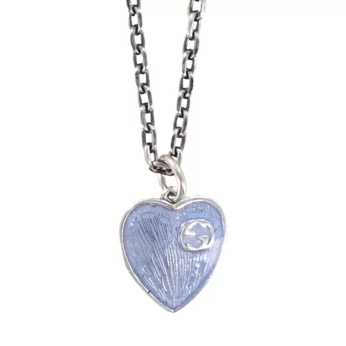 Колье Gucci and GG Blue Heart Enamel Silver