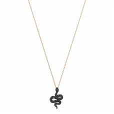 Колье Leslie Pendant Small | Черная Змея Rose Gold | Кристаллы Swarovski